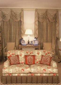 Classic Traditional Interior with Swag and Tail Curtains